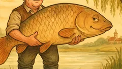 Banc: Un pescar prinde un crap uriaș